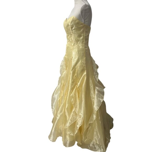 Jessica McClintock Gunne Sax Fairy-Tale Strapless Yellow Gown Prom Ball Formal 8 - Picture 5 of 10